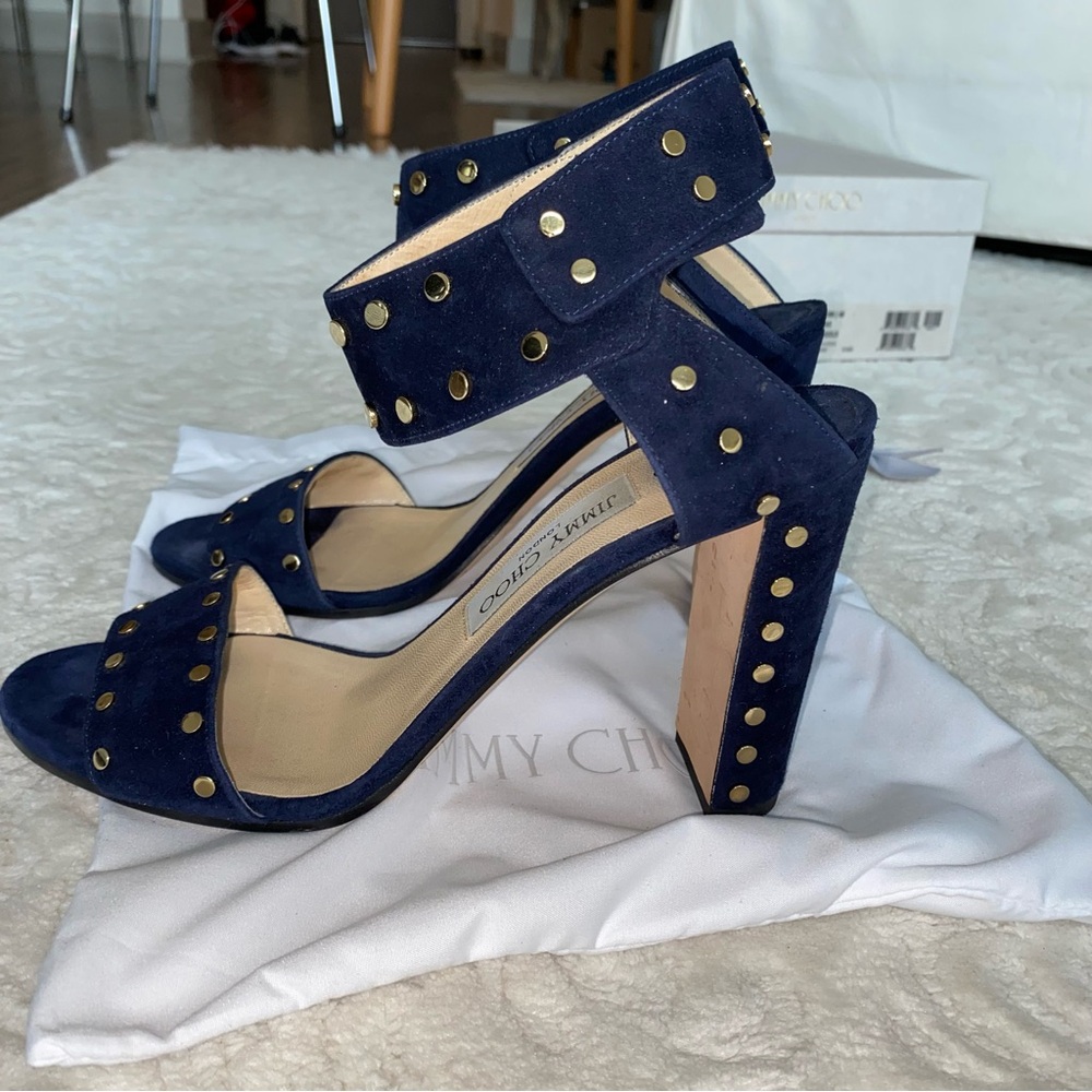 Jimmy Choo Veto 100 Navy Sandal - Picture 5 of 9